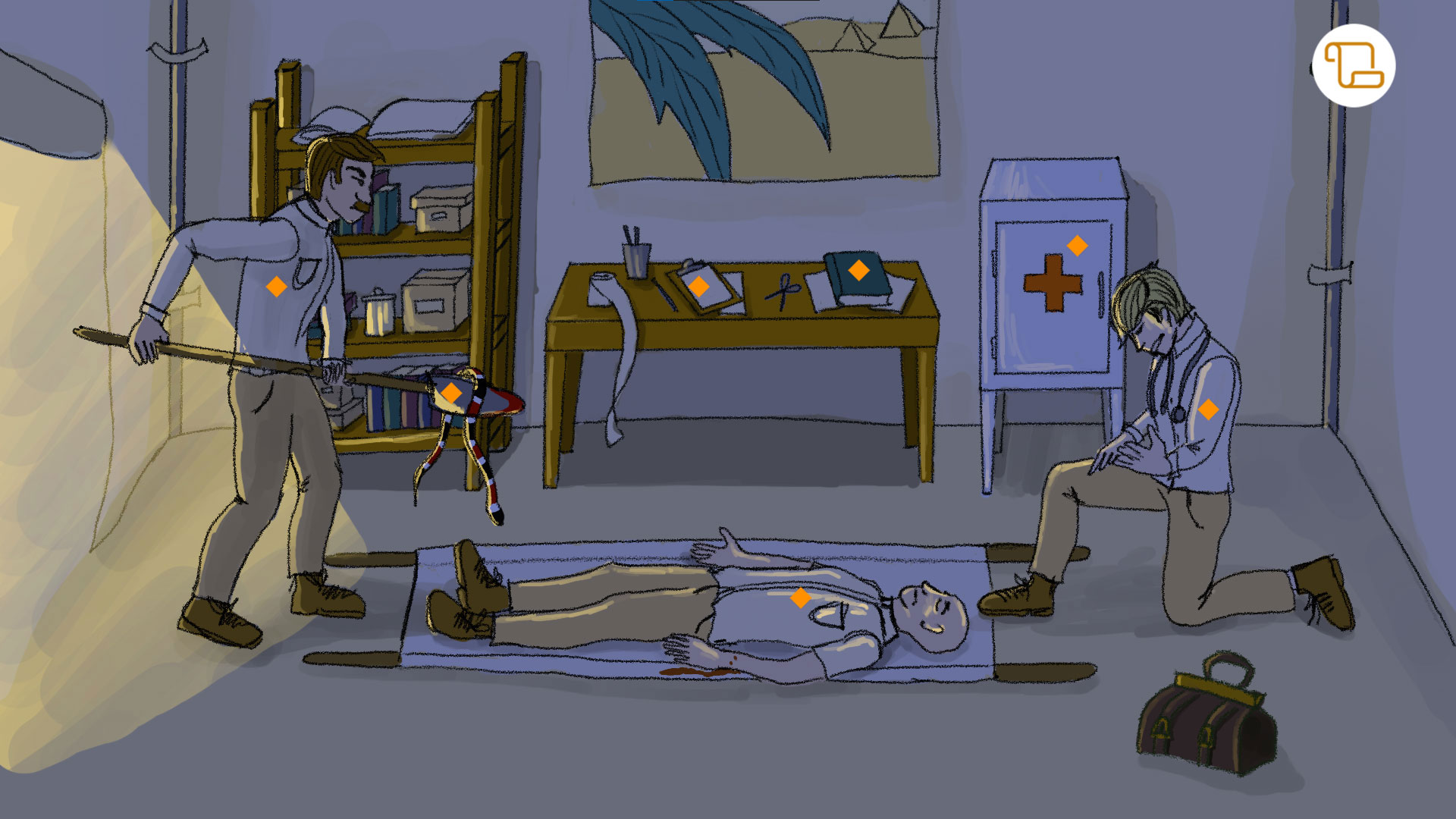 mock up for Death in Egypt investigation scene